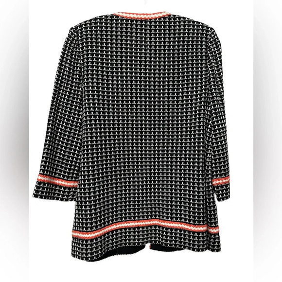 Misook Jacket Black And White Orange Detail Hook Closure 3/4 Sleeve Size Small - Picture 2 of 4